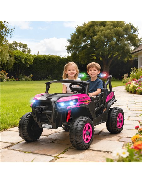 AIYAPLAY 24V Electric Ride on Car, 2-Seater Electric Car for Kids with Remote, Bluetooth, Soft Start, Suspension Spring, Pink - pic 175651 | FastDaddyshop