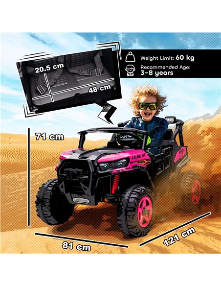 AIYAPLAY 24V Electric Ride on Car, 2-Seater Electric Car for Kids with Remote, Bluetooth, Soft Start, Suspension Spring, Pink - pic 175652 | FastDaddyshop