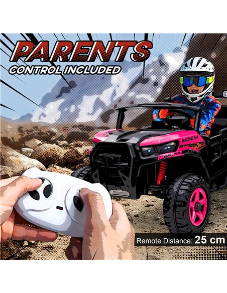 AIYAPLAY 24V Electric Ride on Car, 2-Seater Electric Car for Kids with Remote, Bluetooth, Soft Start, Suspension Spring, Pink - pic 175654 | FastDaddyshop