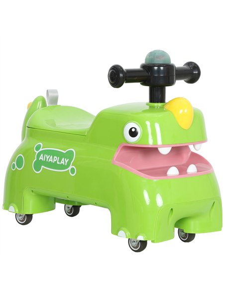 AIYAPLAY Kids Ride On Car, Dinosaur Foot to Floor Slider with Storage, Toddler Walker with Light, Sounds, Green - pic 175659 | FastDaddyshop