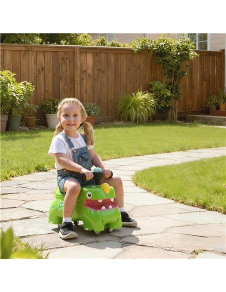AIYAPLAY Kids Ride On Car, Dinosaur Foot to Floor Slider with Storage, Toddler Walker with Light, Sounds, Green - pic 175660 | FastDaddyshop