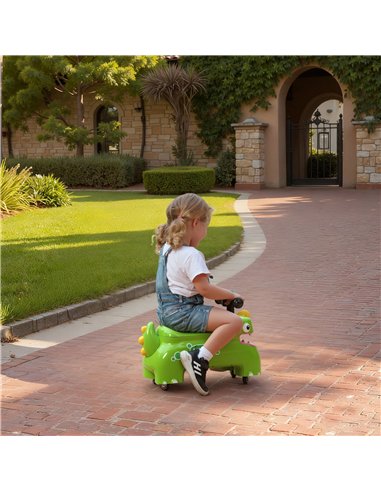 AIYAPLAY Kids Ride On Car, Dinosaur Foot to Floor Slider with Storage, Toddler Walker with Light, Sounds, Green