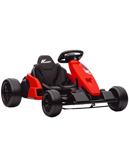 AIYAPLAY 24V Electric Go Kart, Drift Kart with Adjustable Seat, Slow Start, 5-Point Harness, Music, Horn, for 6-12 Years, Red - pic 175668 | FastDaddyshop
