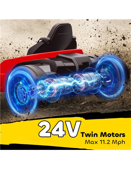 AIYAPLAY 24V Electric Go Kart, Drift Kart with Adjustable Seat, Slow Start, 5-Point Harness, Music, Horn, for 6-12 Years, Red - pic 175671 | FastDaddyshop