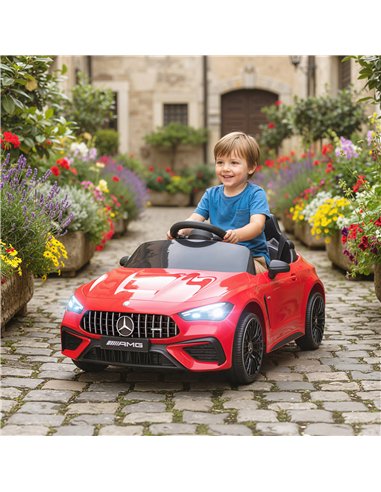 AIYAPLAY Licensed Mercedes AMG Kids Electric Car, 12V Ride On Car with Dual Motors, Remote Control for 3-6 Years, Red
