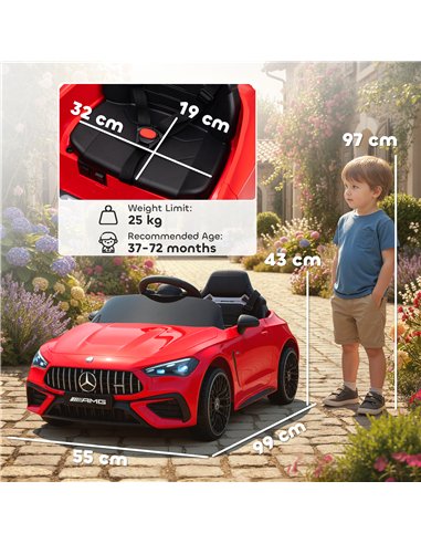AIYAPLAY Licensed Mercedes AMG Kids Electric Car, 12V Ride On Car with Dual Motors, Remote Control for 3-6 Years, Red