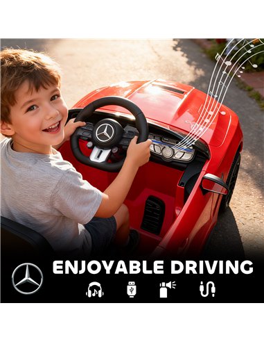 AIYAPLAY Licensed Mercedes AMG Kids Electric Car, 12V Ride On Car with Dual Motors, Remote Control for 3-6 Years, Red