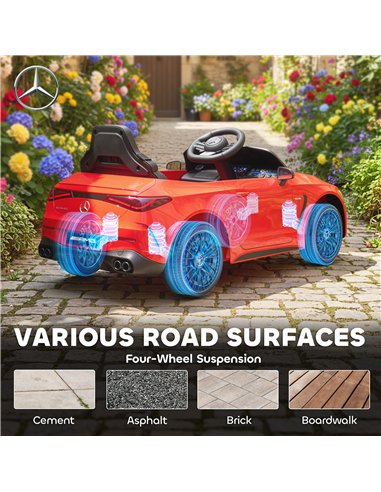 AIYAPLAY Licensed Mercedes AMG Kids Electric Car, 12V Ride On Car with Dual Motors, Remote Control for 3-6 Years, Red