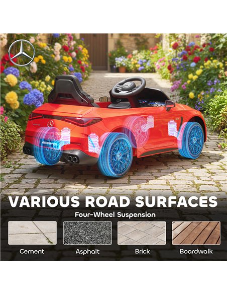 AIYAPLAY Licensed Mercedes AMG Kids Electric Car, 12V Ride On Car with Dual Motors, Remote Control for 3-6 Years, Red - pic 175684 | FastDaddyshop