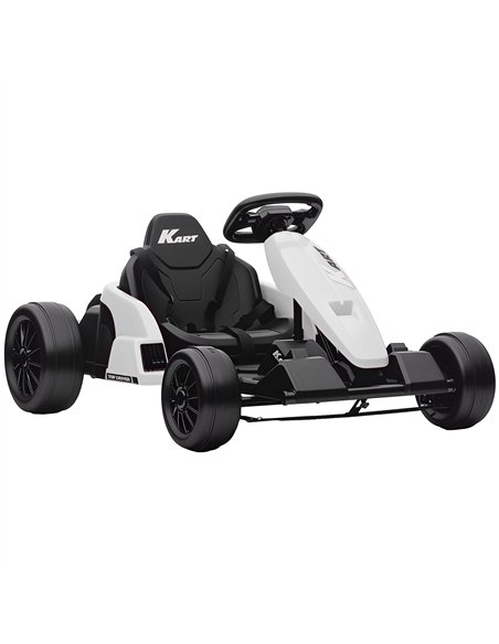 AIYAPLAY 24V Electric Go Kart, Drift Kart with Adjustable Seat, Slow Start, 5-Point Harness, Music, Horn, for 6-12 Years, White - pic 175686 | FastDaddyshop