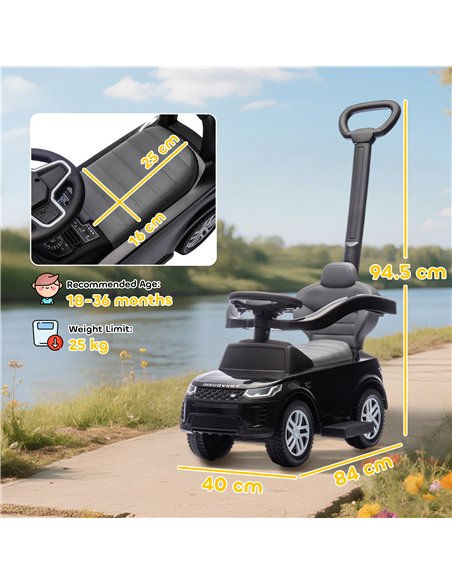 AIYAPLAY Land Rover Discovery Licensed Baby Push Car, 2-in-1 Ride on Car with Push Handle and Safety Guardrail, Black - pic 175697 | FastDaddyshop