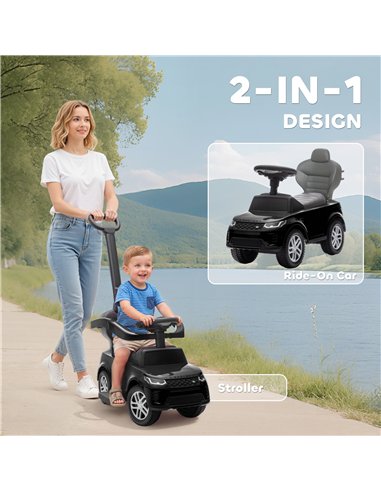 AIYAPLAY Land Rover Discovery Licensed Baby Push Car, 2-in-1 Ride on Car with Push Handle and Safety Guardrail, Black