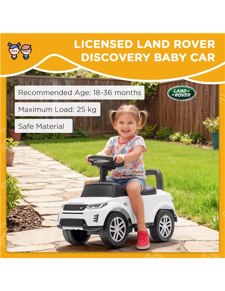 AIYAPLAY Land Rover Licensed Toddler Ride on Car with Horn, Engine Sounds, Under-Seat Storage, for 18-36 Months, White - pic 175707 | FastDaddyshop