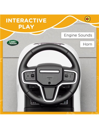 AIYAPLAY Land Rover Licensed Toddler Ride on Car with Horn, Engine Sounds, Under-Seat Storage, for 18-36 Months, White