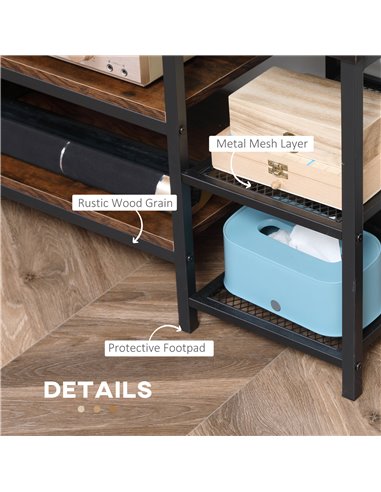 HOMCOM TV Unit Cabinet for TVs up to 65 Inches, Industrial TV Stand with Storage Shelves for Living Room, Brown and Black