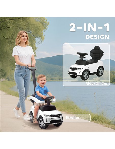 AIYAPLAY Land Rover Discovery Licensed Baby Push Car, 2-in-1 Ride on Car with Push Handle and Safety Guardrail, White - pic 175716 | FastDaddyshop
