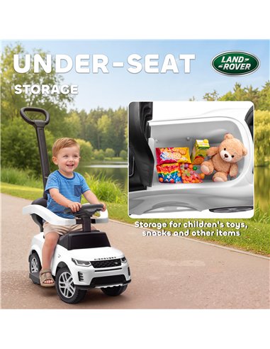 AIYAPLAY Land Rover Discovery Licensed Baby Push Car, 2-in-1 Ride on Car with Push Handle and Safety Guardrail, White