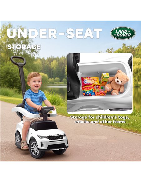 AIYAPLAY Land Rover Discovery Licensed Baby Push Car, 2-in-1 Ride on Car with Push Handle and Safety Guardrail, White - pic 175718 | FastDaddyshop