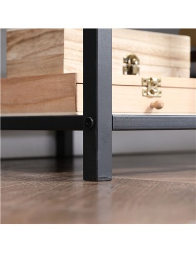 HOMCOM TV Unit Cabinet for TVs up to 65 Inches, Industrial TV Stand with Storage Shelves for Living Room, Brown and Black
