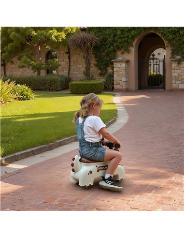 AIYAPLAY Kids Ride On Car, Dinosaur Foot to Floor Slider with Storage, Toddler Walker with Light, Sounds, Cream