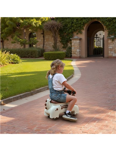 AIYAPLAY Kids Ride On Car, Dinosaur Foot to Floor Slider with Storage, Toddler Walker with Light, Sounds, Cream - pic 175730 | FastDaddyshop