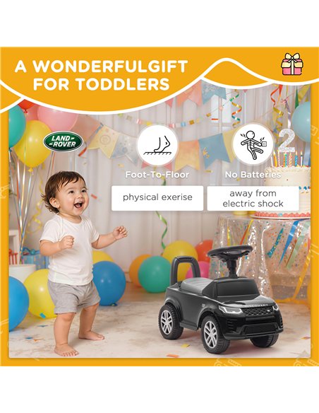 AIYAPLAY Land Rover Licensed Toddler Ride on Car with Horn, Engine Sounds, Under-Seat Storage, for 18-36 Months, Black - pic 175738 | FastDaddyshop