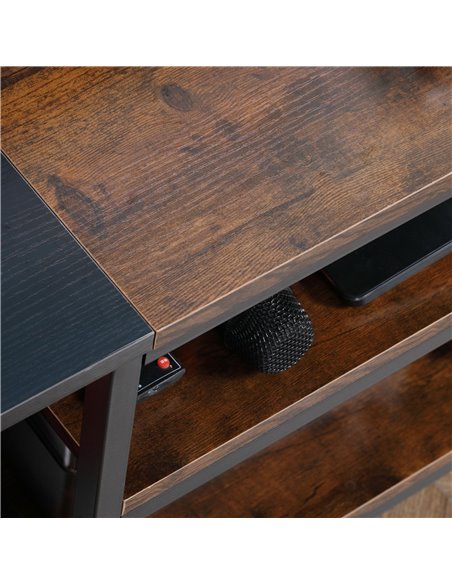 HOMCOM TV Unit Cabinet for TVs up to 65 Inches, Industrial TV Stand with Storage Shelves for Living Room, Brown and Black - pic 17574 | FastDaddyshop