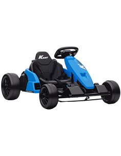 AIYAPLAY 24V Electric Go Kart, Drift Kart with Adjustable Seat, Slow Start, 5-Point Harness, Music, Horn, for 6-12 Years, Blue