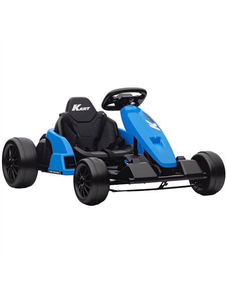 AIYAPLAY 24V Electric Go Kart, Drift Kart with Adjustable Seat, Slow Start, 5-Point Harness, Music, Horn, for 6-12 Years, Blue - pic 175740 | FastDaddyshop