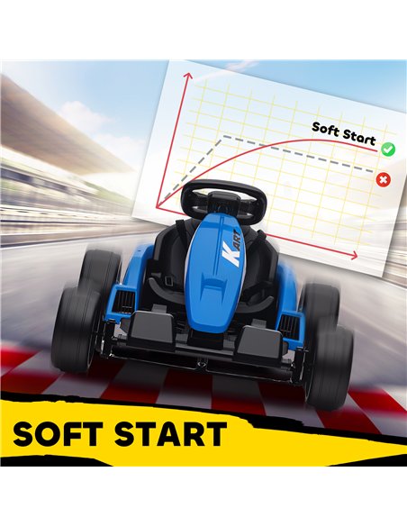 AIYAPLAY 24V Electric Go Kart, Drift Kart with Adjustable Seat, Slow Start, 5-Point Harness, Music, Horn, for 6-12 Years, Blue - pic 175747 | FastDaddyshop