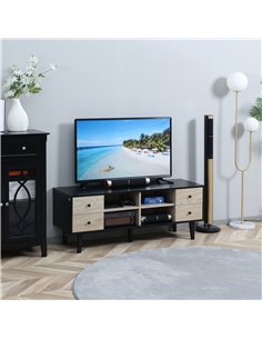 Homcom 1300mm Boxy TV Stand with Wood-Effect Drawers, Black & Grey 2