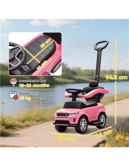AIYAPLAY Land Rover Discovery Licensed Baby Push Car, 2-in-1 Ride on Car with Push Handle and Safety Guardrail, Pink - pic 175751 | FastDaddyshop