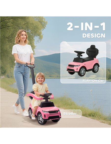 AIYAPLAY Land Rover Discovery Licensed Baby Push Car, 2-in-1 Ride on Car with Push Handle and Safety Guardrail, Pink - pic 175752 | FastDaddyshop