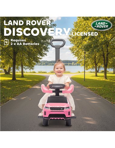 AIYAPLAY Land Rover Discovery Licensed Baby Push Car, 2-in-1 Ride on Car with Push Handle and Safety Guardrail, Pink