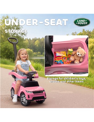 AIYAPLAY Land Rover Discovery Licensed Baby Push Car, 2-in-1 Ride on Car with Push Handle and Safety Guardrail, Pink