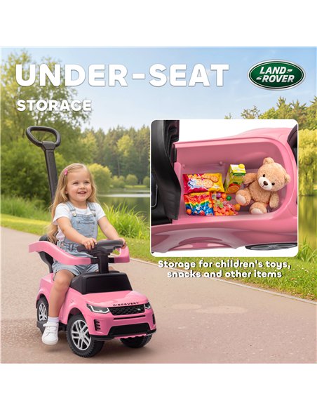 AIYAPLAY Land Rover Discovery Licensed Baby Push Car, 2-in-1 Ride on Car with Push Handle and Safety Guardrail, Pink - pic 175754 | FastDaddyshop