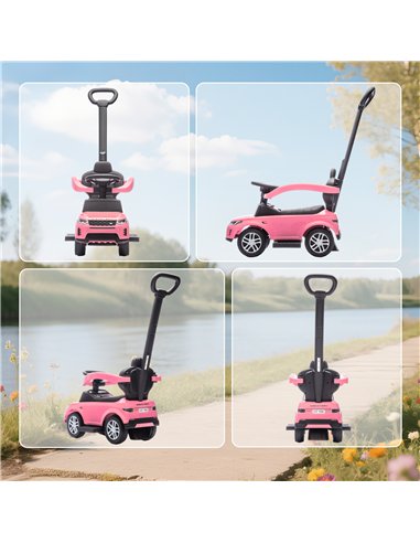 AIYAPLAY Land Rover Discovery Licensed Baby Push Car, 2-in-1 Ride on Car with Push Handle and Safety Guardrail, Pink