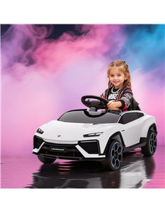 AIYAPLAY 12V Licensed Lamborghini Electric Cars for Kids, Ride On Car with Remote Control for 3-6 Years Old, White 2