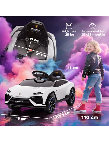 AIYAPLAY 12V Licensed Lamborghini Electric Cars for Kids, Ride On Car with Remote Control for 3-6 Years Old, White - pic 175769 | FastDaddyshop