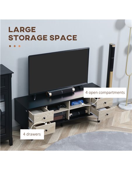 Homcom 1300mm Boxy TV Stand with Wood-Effect Drawers, Black & Grey - pic 17577 | FastDaddyshop