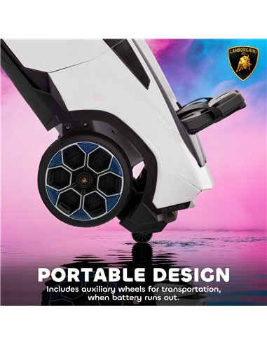 AIYAPLAY 12V Licensed Lamborghini Electric Cars for Kids, Ride On Car with Remote Control for 3-6 Years Old, White