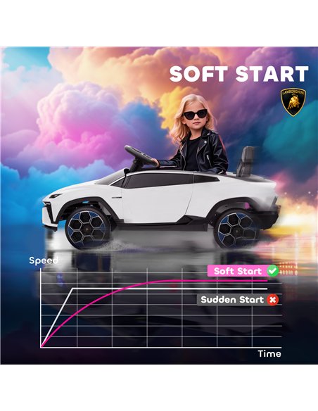 AIYAPLAY 12V Licensed Lamborghini Electric Cars for Kids, Ride On Car with Remote Control for 3-6 Years Old, White - pic 175773 | FastDaddyshop