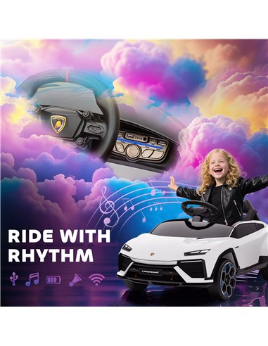 AIYAPLAY 12V Licensed Lamborghini Electric Cars for Kids, Ride On Car with Remote Control for 3-6 Years Old, White