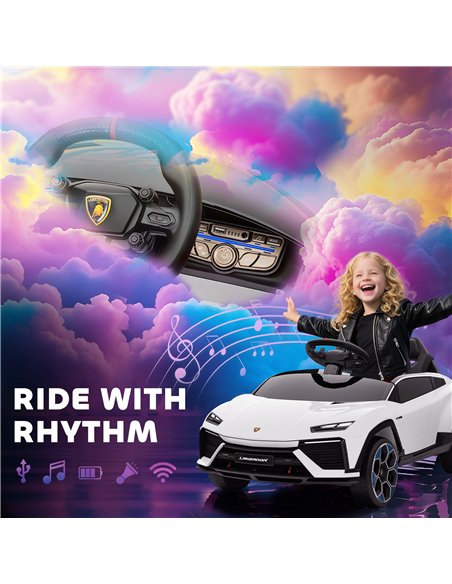 AIYAPLAY 12V Licensed Lamborghini Electric Cars for Kids, Ride On Car with Remote Control for 3-6 Years Old, White - pic 175774 | FastDaddyshop