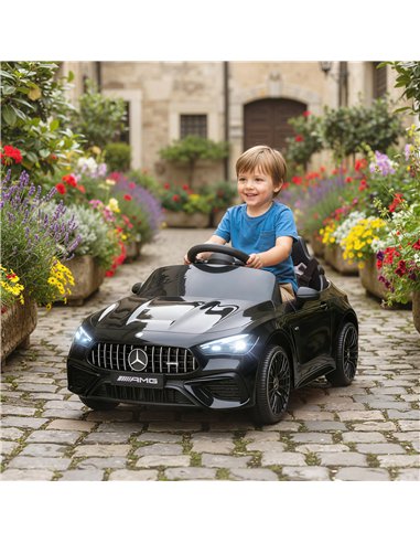 AIYAPLAY Licensed Mercedes AMG Kids Electric Car, 12V Ride On Car with Dual Motors, Remote Control for 3-6 Years, Black