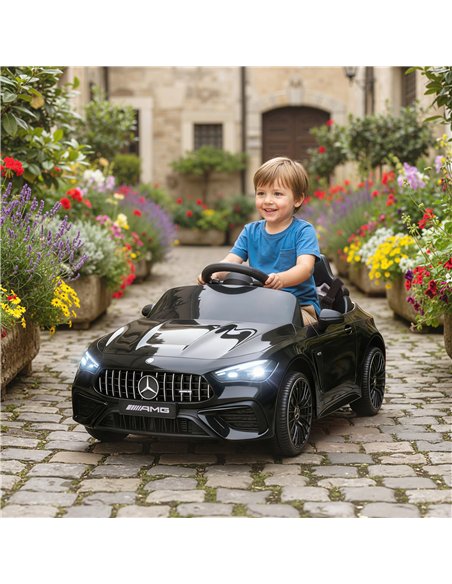 AIYAPLAY Licensed Mercedes AMG Kids Electric Car, 12V Ride On Car with Dual Motors, Remote Control for 3-6 Years, Black - pic 175777 | FastDaddyshop