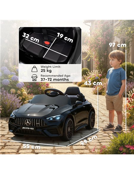 AIYAPLAY Licensed Mercedes AMG Kids Electric Car, 12V Ride On Car with Dual Motors, Remote Control for 3-6 Years, Black - pic 175778 | FastDaddyshop