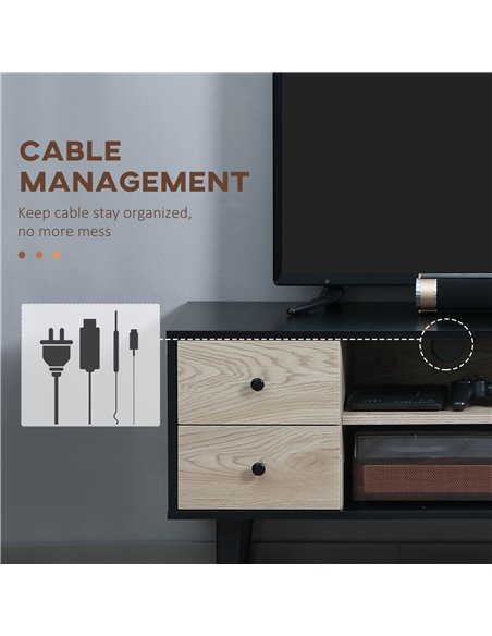 Homcom 1300mm Boxy TV Stand with Wood-Effect Drawers, Black & Grey - pic 17578 | FastDaddyshop