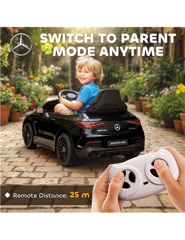 AIYAPLAY Licensed Mercedes AMG Kids Electric Car, 12V Ride On Car with Dual Motors, Remote Control for 3-6 Years, Black