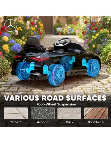 AIYAPLAY Licensed Mercedes AMG Kids Electric Car, 12V Ride On Car with Dual Motors, Remote Control for 3-6 Years, Black